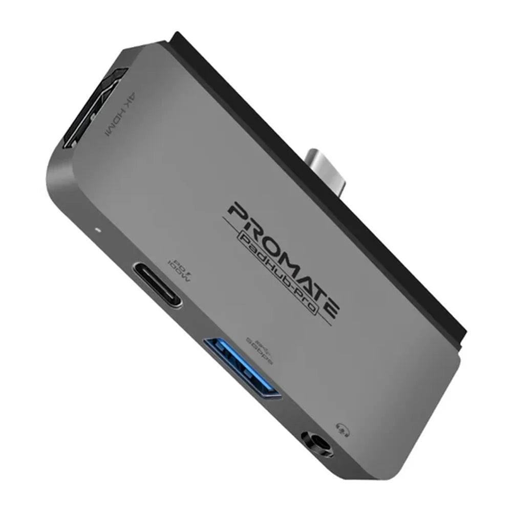 Promate 4-in-1 USB-C Multiport Hub, HDMI, USB-A, 100W PD, 1 Year Warranty