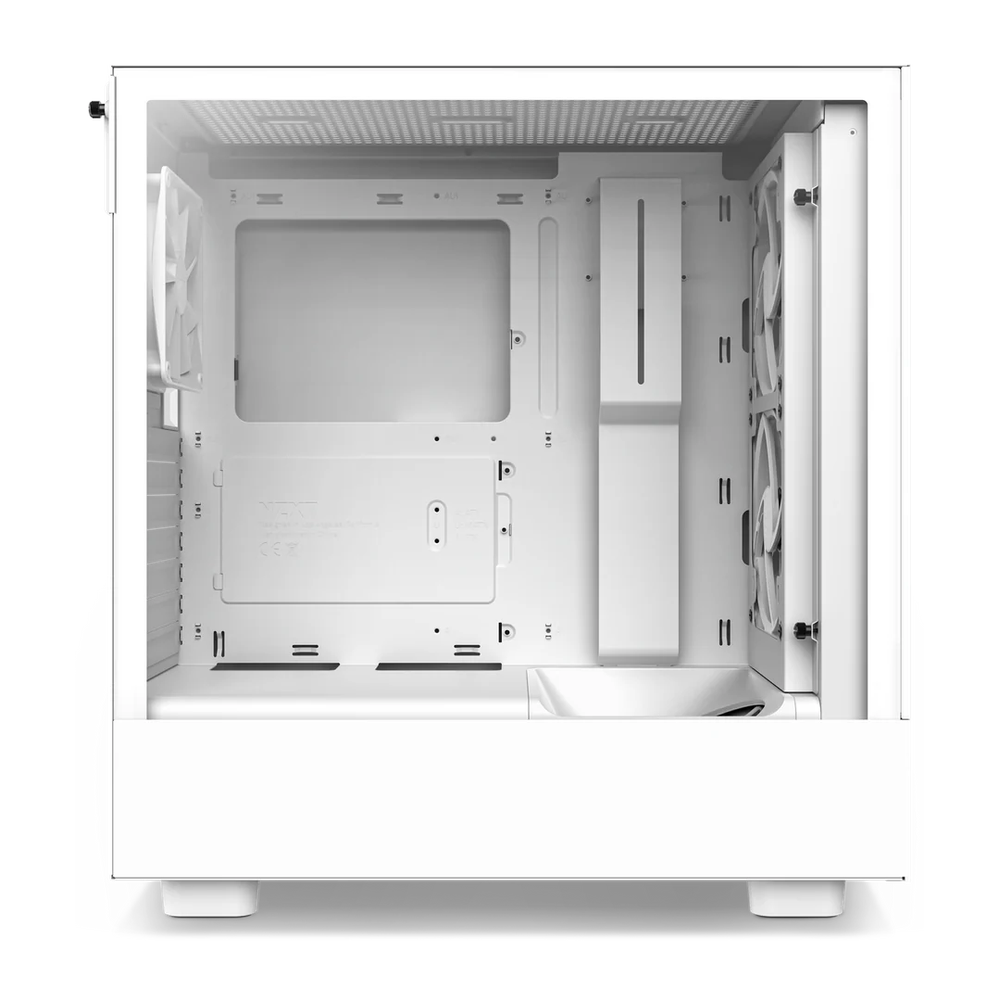 NZXT H5 Flow ATX Mid-Tower Case, Ultra Clear Tempered Glass Side Panel, 2 x F120Q (CV) Fan, Up to 365 mm GPU Support, USB 3.2 Gen2x2, Tool-Free Access, White, 1 Year Warranty