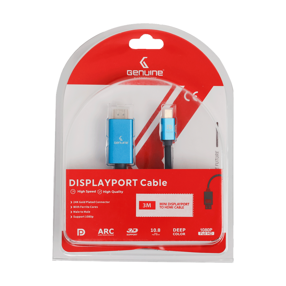 Genuine Mini DP To HDMI Cable, Version 1.1, Supports 1080p, Cable Length 1.8M, 1 Year Warranty