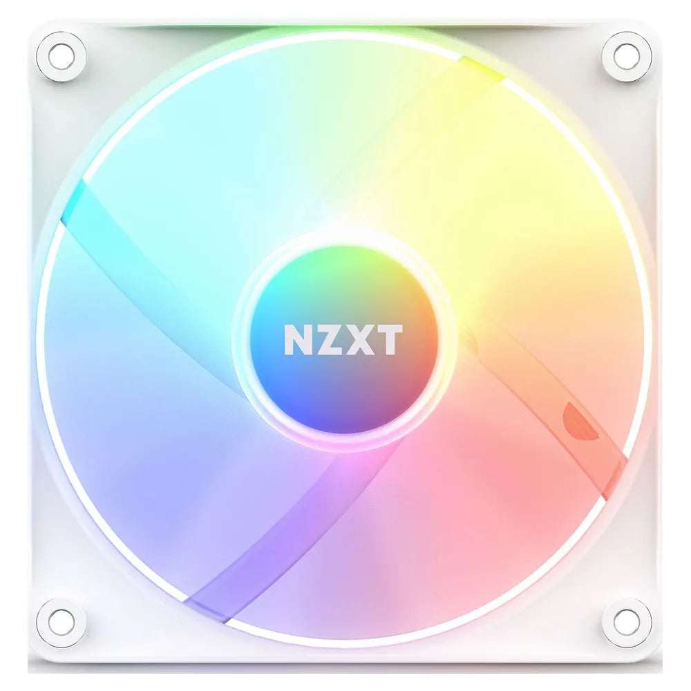 NZXT F120 RGB Core Case Fans with RGB Controller, Pack Of 3, Fluid Dynamic Bearing, 120mm Fan Size, 1800 rpm Fan Speed, Addressable RGB LED Lighting, White, 1 Year Warranty