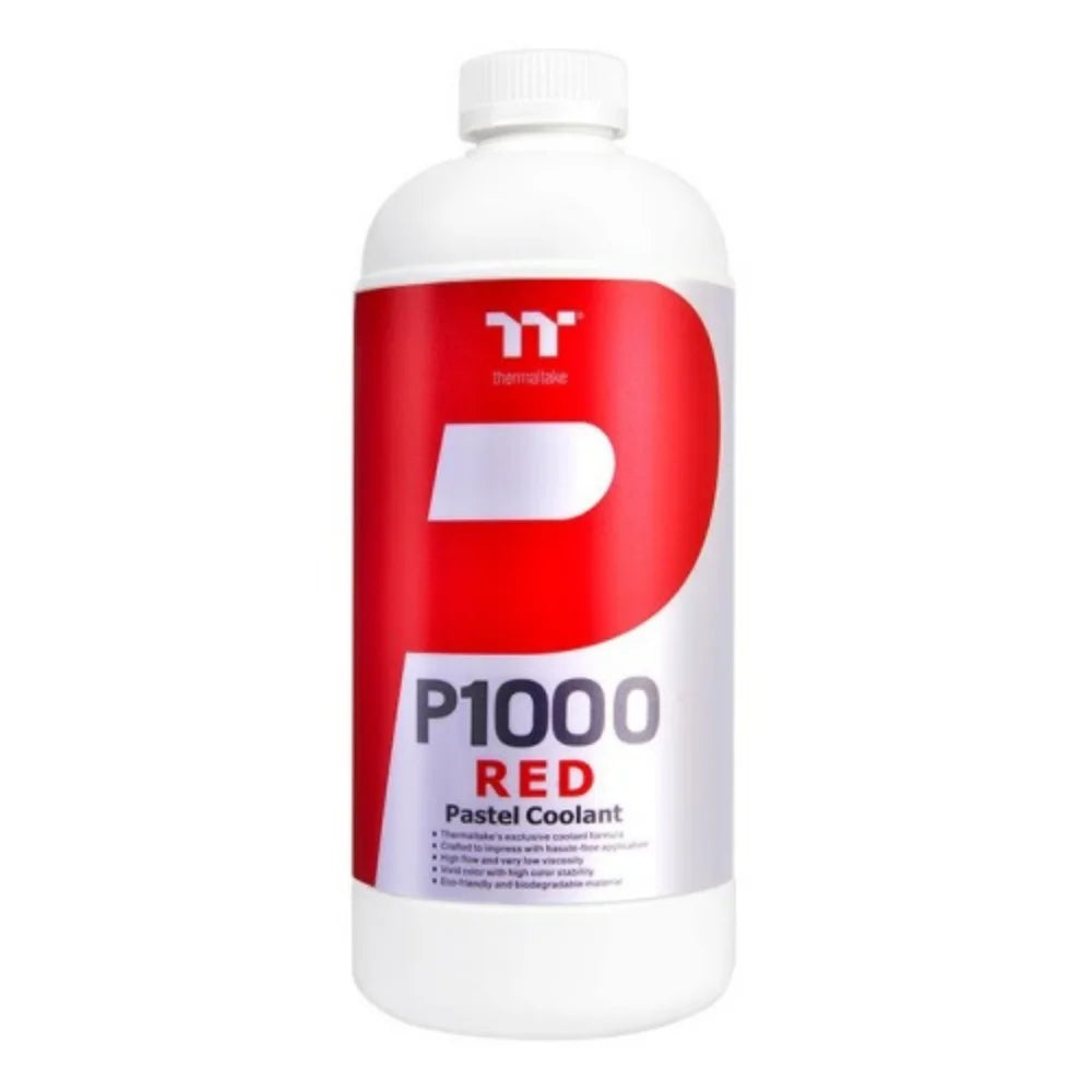 Thermaltake P1000 Pastel Coolant, Pre-Mix Water Cooling Fluid, 1000ml, Anti-Corrosion for Copper/Brass/Nickel/Aluminum, Low Viscosity, Red