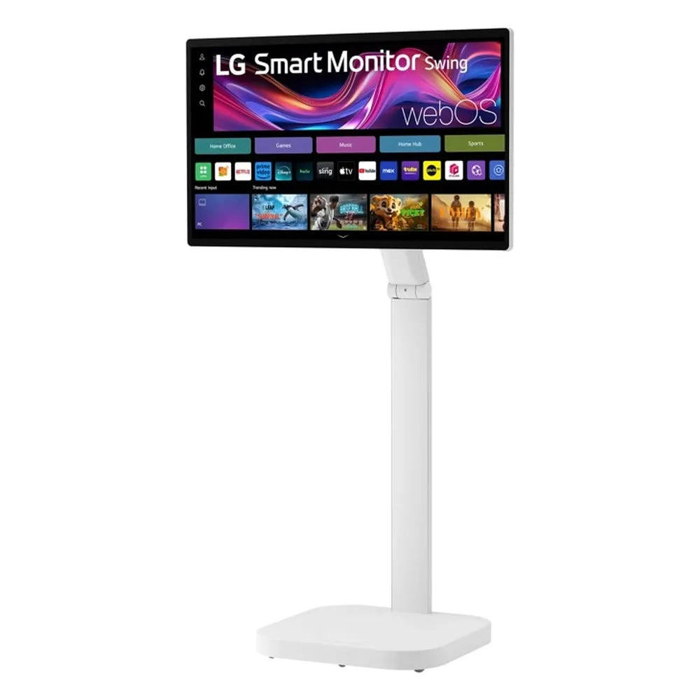 LG 4K IPS Touchscreen Smart Monitor Swing with Rolling Stand, 32" UHD (3840 x 2160) Resolution, 60Hz, Anti-glare, 5ms (GtG) Response Time, HDMI, DP, Tilt/Height/Swivel/Pivot Adjustable Stand, White, 1 Year Warranty