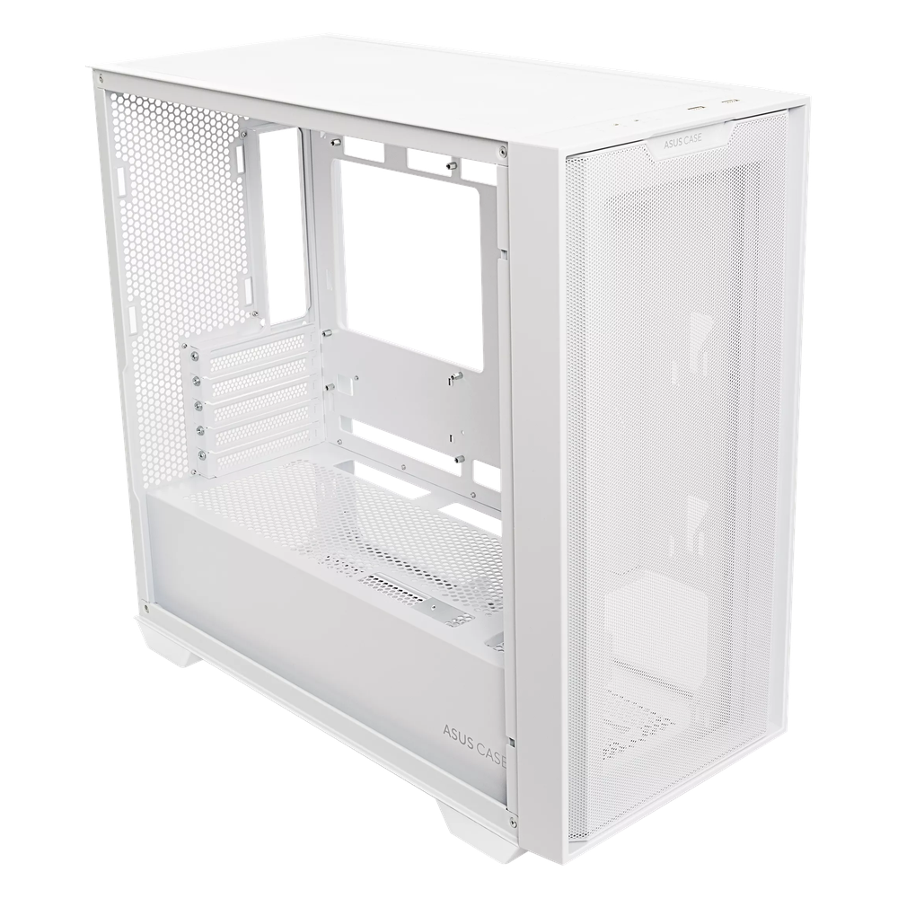 Asus A21 mATX PC Case, Tempered Glass Panel, 380mm GPU Support, USB 3.2 Gen 1, Ample Cable Management, White, 1 Year Warranty