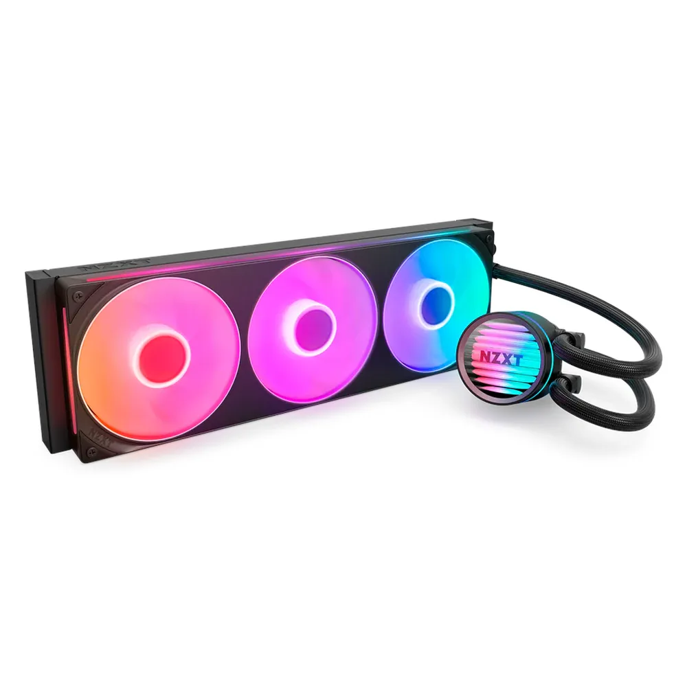 NZXT Kraken Core 360 RGB Liquid AIO Cooler, 360mm Radiator, ARGB Lighting, Copper Cold Plate & Aluminum Radiator, Supports Intel & AMD Sockets, F360 RGB Core Fans, Black, 1 Year Warranty
