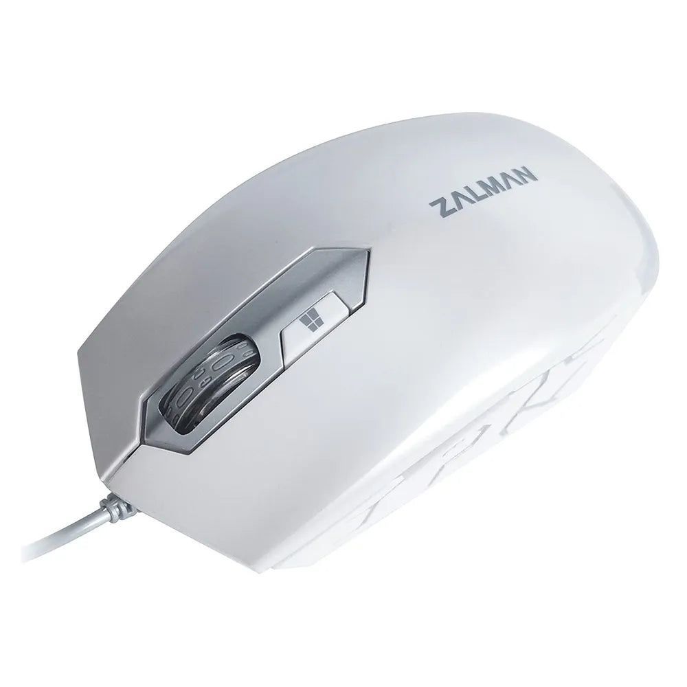 Zalman ZM-M130C Wired Mouse, Wired - USB Connectivity, Up to 2400 DPI, Optical Sensor, 3 Buttons, Scroll Wheel, White, 1 Year Warranty