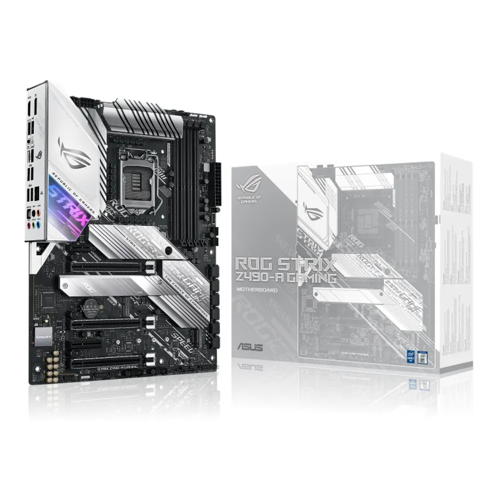 Asus ROG STRIX Z490-A GAMING Motherboard, LGA1200 Socket, ATX Form Factor, DDR4 Ram, PCIe 3.0, HDMI, DisplayPort, Intel 2.5Gb Ethernet With Asus LANGuard, ROG SupremeFX Audio, Aura Sync, 1 Year Warranty