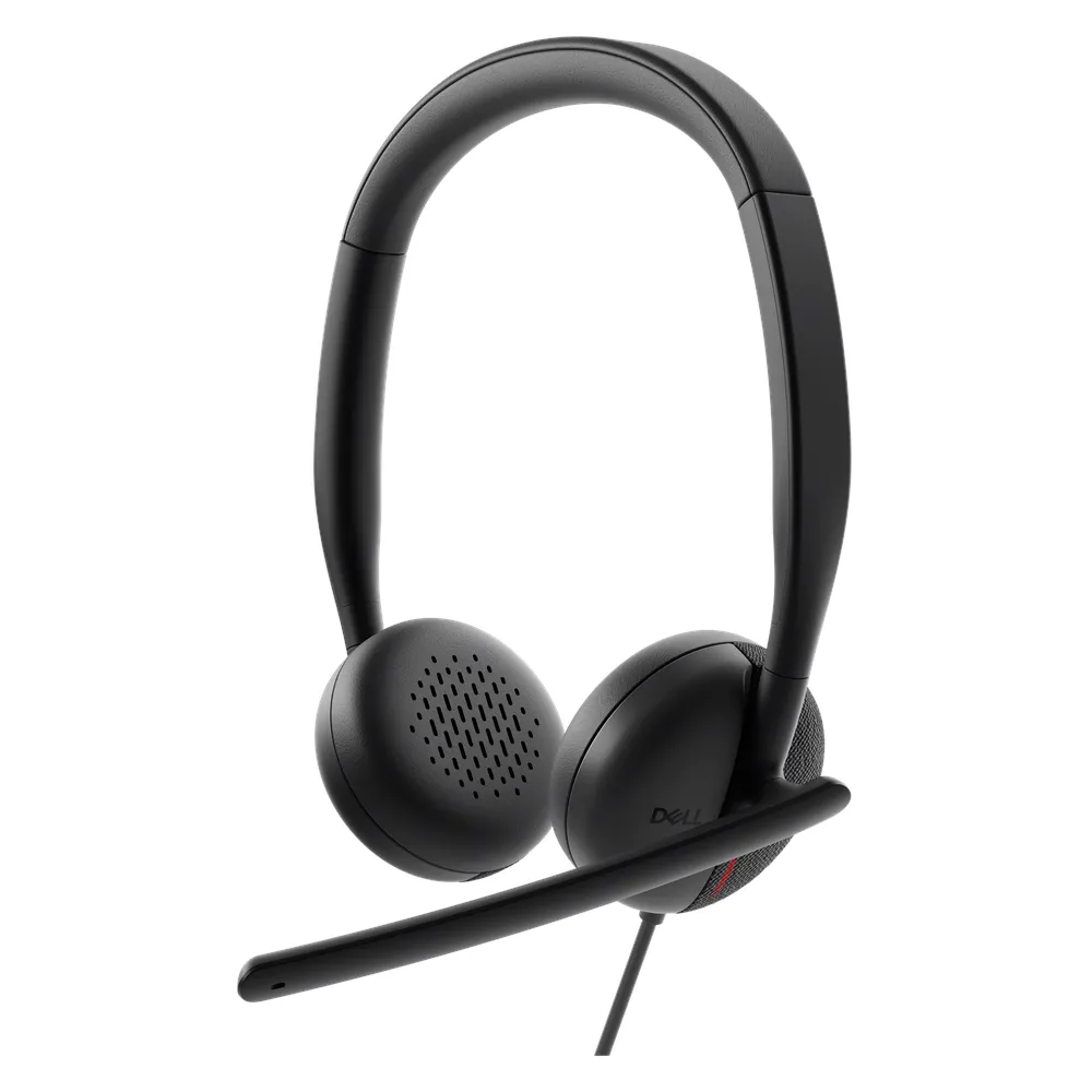 Dell Pro Wired Headset, USB-C, Analog Noise Cancellation Microphone, 28 mm Headphone Driver, Leatherette, Memory Foam Cushions, Black, 1 Year Warranty