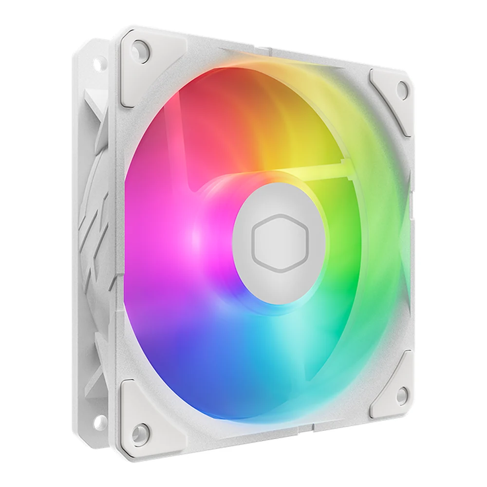 Cooler Master SickleFlow Edge 120 ARGB Case Fan, 120mm, 690–2500 RPM, 70.7 CFM Airflow, 4-Pin PWM & 3-Pin ARGB Lighting, White, 1 Year Warranty