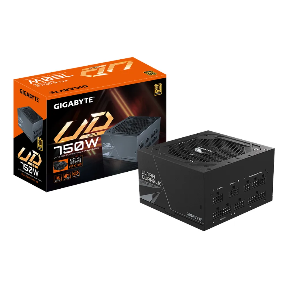 Gigabyte UD750GM PG5 80 Plus Gold Power Supply, 750W, Fully Modular, ATX, Intel ATX 3.0 Certified, Black, 1 Year Warranty