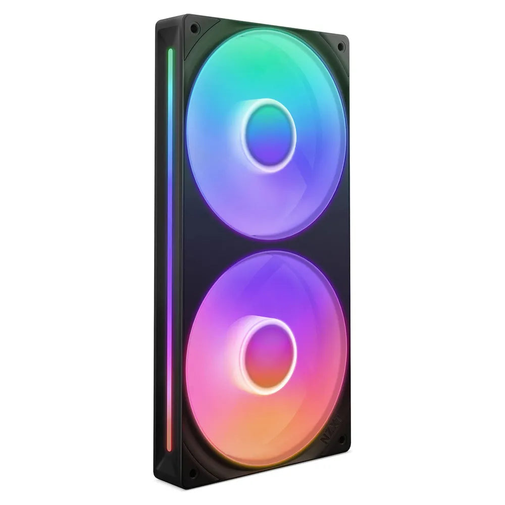 NZXT F240 RGB Core Single-Frame RGB Fan Unit, 2 x Fans, Fluid Dynamic Bearing, 240mm Frame Size, 2400 rpm Fan Speed, Addressable RGB LED Lighting, Black, 1 Year Warranty