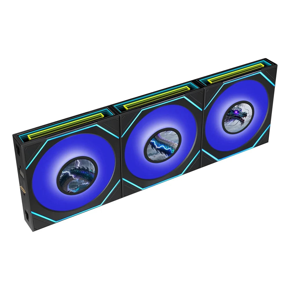 Lian Li UNI FAN SL-Infinity LCD Case Fans, Pack Of 3, 1.6" LCD Screen, 120mm Fan Size, 2000 rpm Fan Speed, 59 CFM Airflow, Addressable RGB LED Lighting, Black, 1 Year Warranty