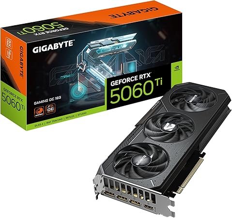 Gigabyte GAMING OC GeForce RTX 5060 Ti Graphics Card, GDDR7 16GB 128-bit Memory, HDMI 2.1b & DP 2.1b Outputs, PCI Express 5.0, 2647 MHz Core Clock, 28 Gbps Memory Clock, Triple RGB Windforce Hawk Fans, Dual BIOS, 1 Year Warranty