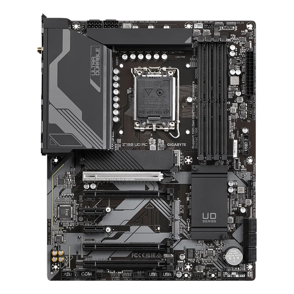 Gigabyte Z790 UD AC Motherboard, LGA1700 Socket, ATX Form Factor, DDR5 Ram, PCIe 5.0, Wi-Fi, Bluetooth, HDMI, DisplayPort, Realtek 2.5Gb Ethernet, USB 3.2 Gen 2x2 Type-C, 1 Year Warranty