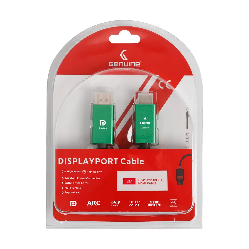 Genuine HDMI To DP Cable, Version 1.1, Supports 4K, Cable Length 3M, 1 Year Warranty