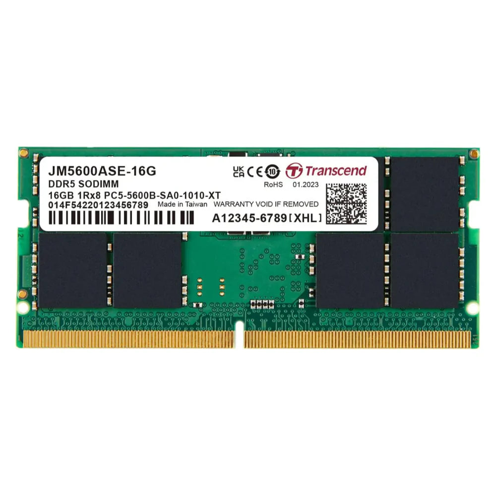 Transcend SO-DIMM Memory Module, 16GB (1x16GB), DDR5 DRAM, 5600 MT/s, 1 Year Warranty