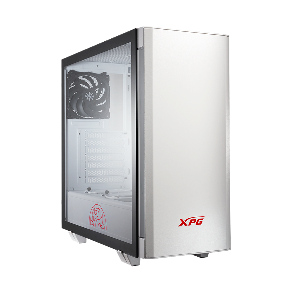 XPG INVADER Mid-Tower ATX PC Case, Tempered Glass Side Panel, 2 x XPG VENTO Fans, 430mm GPU Support, USB 3.0, White, 1 Year Warranty