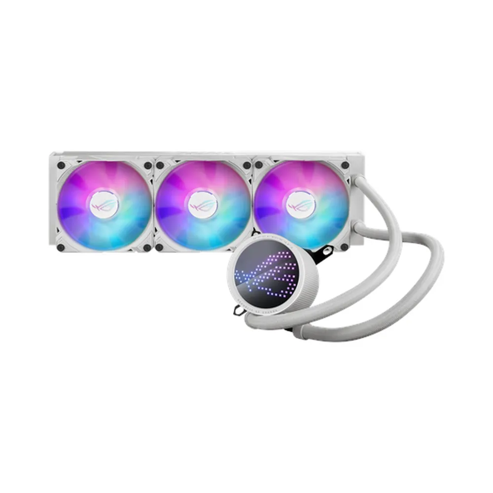 Asus ROG RYUO III 360 ARGB AIO Liquid Cooler, Anime Matrix LED Display, Supports Intel, AMD Sockets, White, 1 Year Warranty